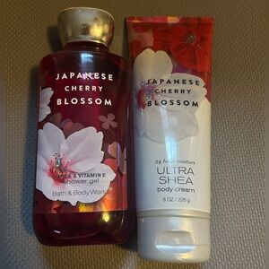 Bath & Body Works Japanese Cherry Blossom Shower Gel and Body Cream Lotion Set